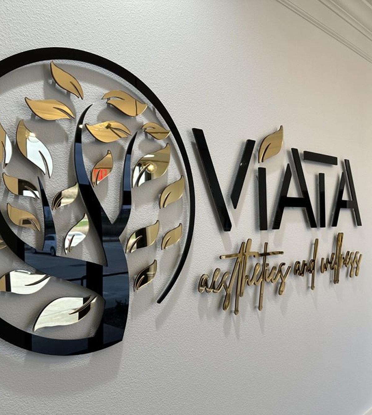 Viata Aesthetics and Wellness wall sign design.